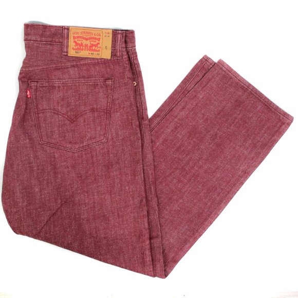 Levis Levi Strauss White Oak Cone Denim 501 Burgundy Red Dungarees Jeans, 40x32 - Picture 1 of 12